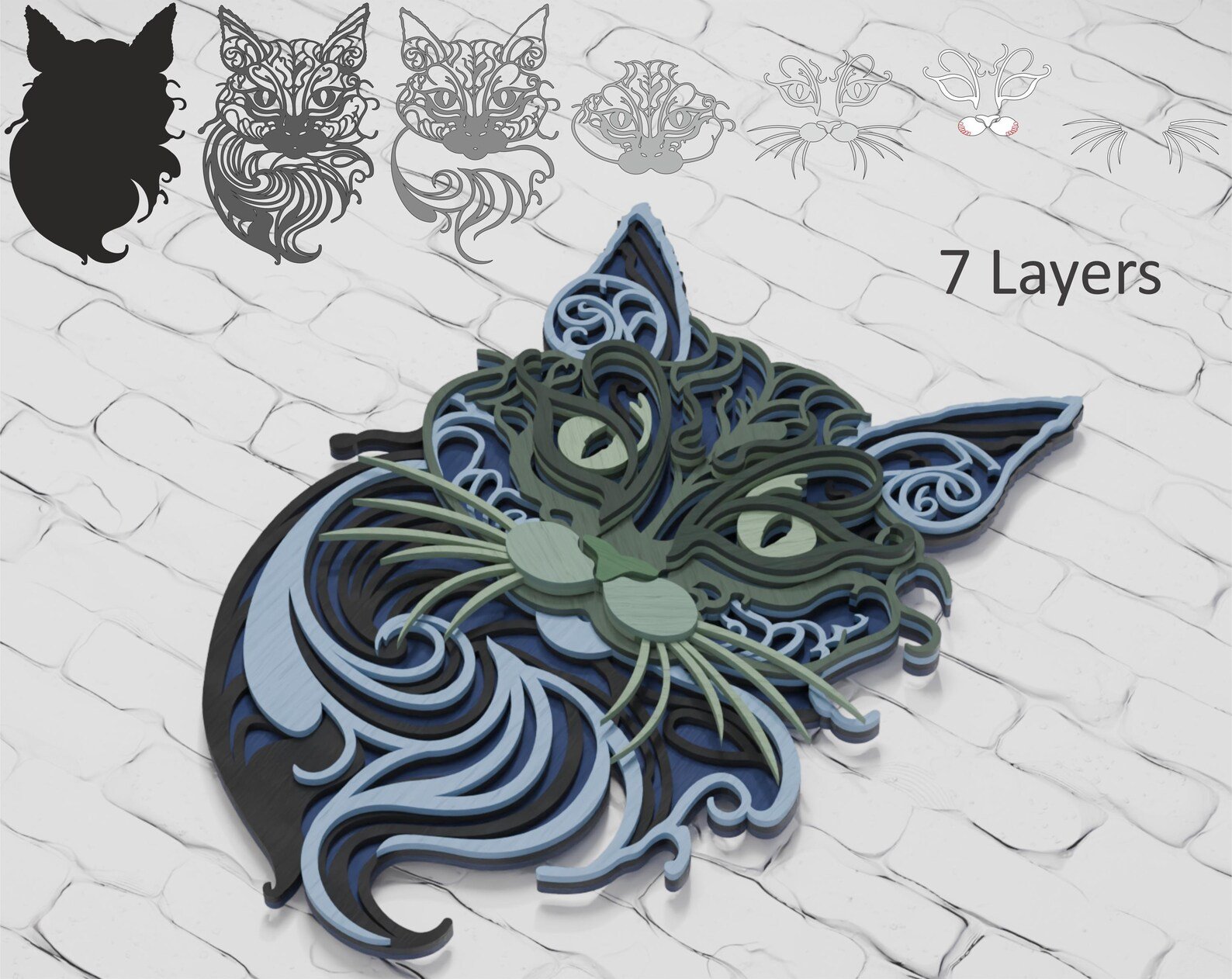 Multilayer 3D Elegant Cat Wooden Wall Décor