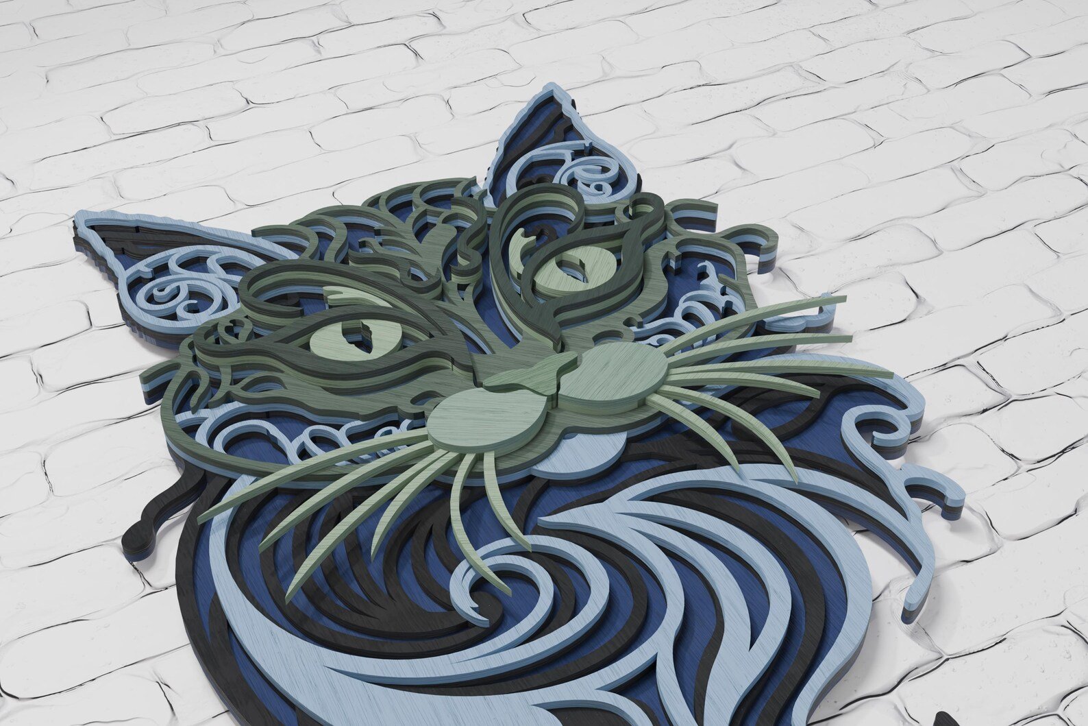 Multilayer 3D Elegant Cat Wooden Wall Décor