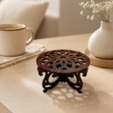 Lotus Cutwork Wooden Coasters