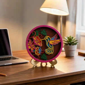 Humming Bird Wooden Desk Art