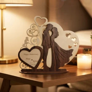 Personalized Heart Frame Wooden Desk Art