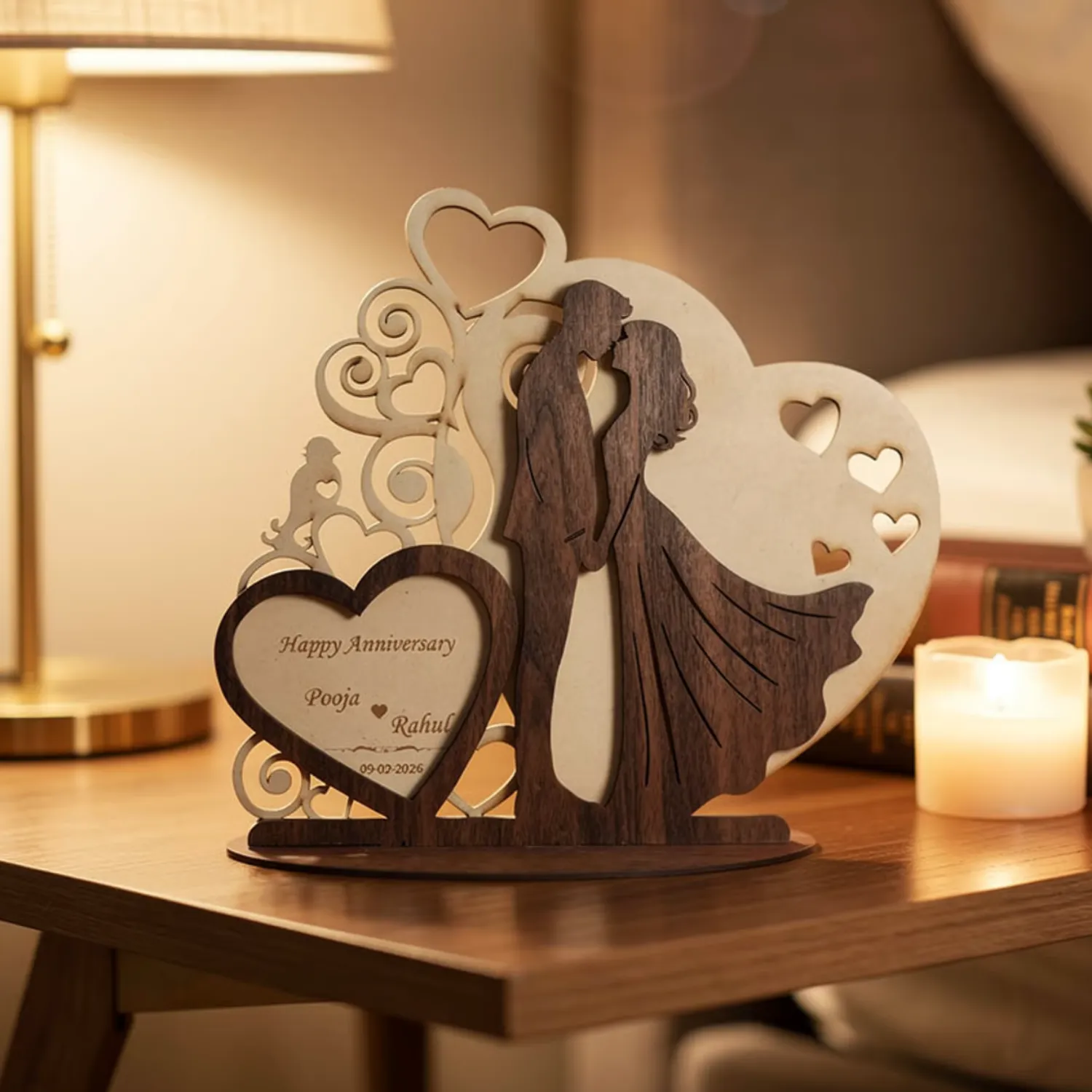 Personalized Heart Frame Wooden Desk Art Personalized Heart Frame Wooden Desk Art