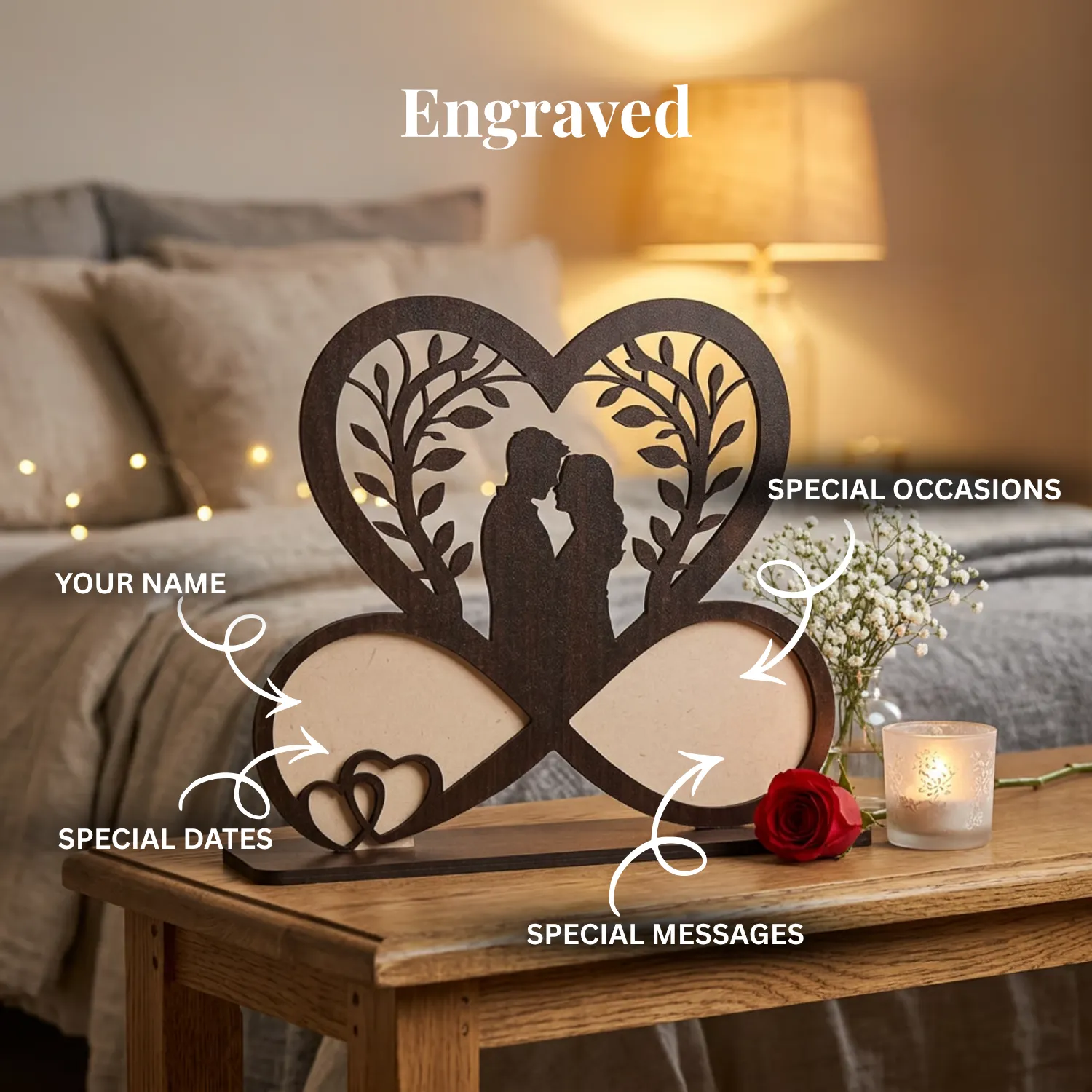 Personalized Infinite Love Wooden Desk Art