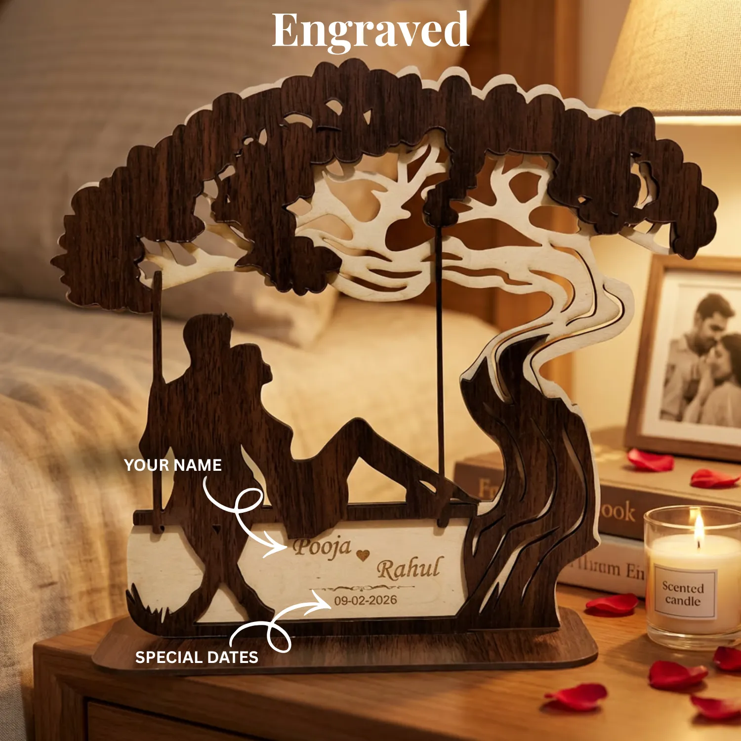 Personalized Love Bond Wooden Desk Art
