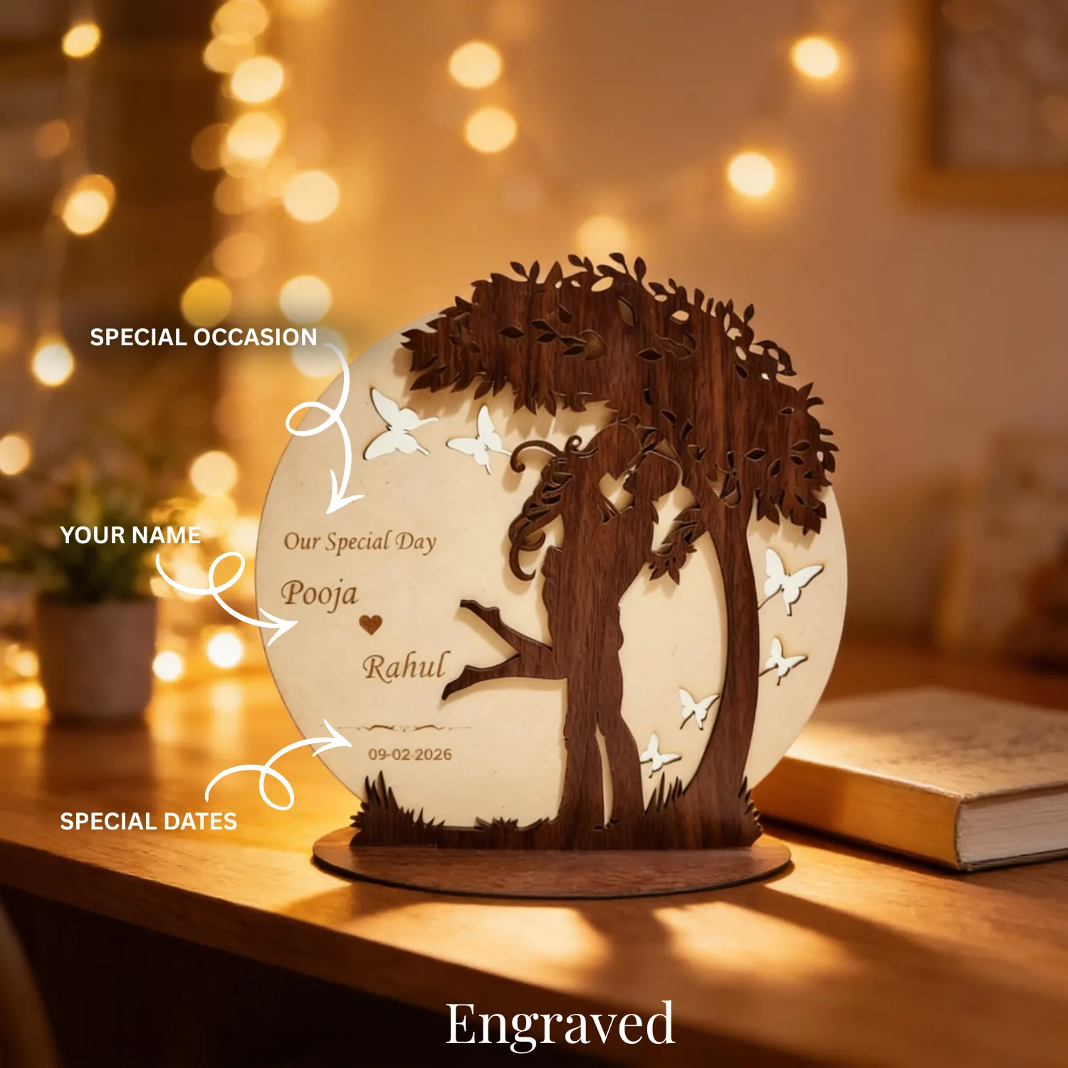 Personalized Love Nest Wooden Desk Art