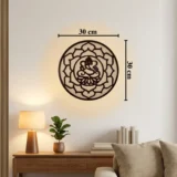 Woody Buddy Ganesha Wall Art with Lotus Mandala