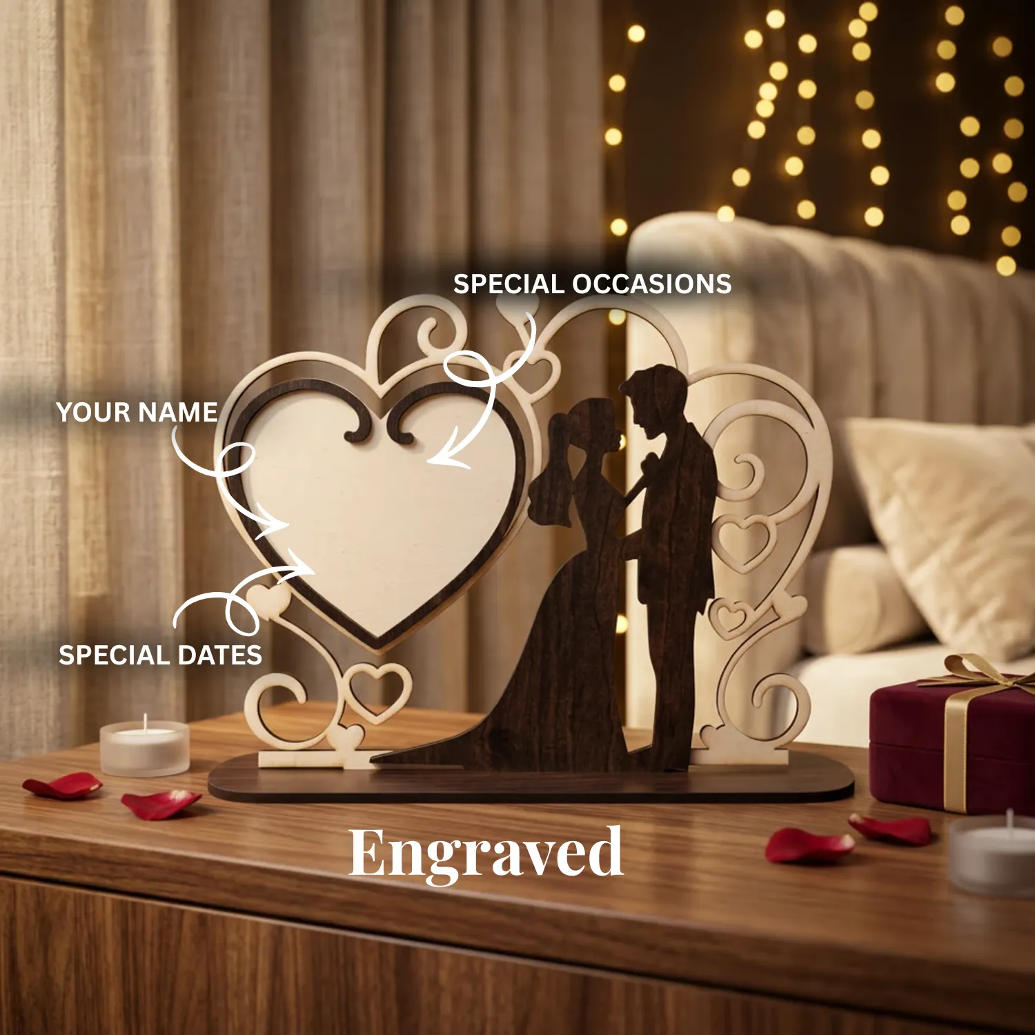Personalized Love Promise Wooden Desk Art