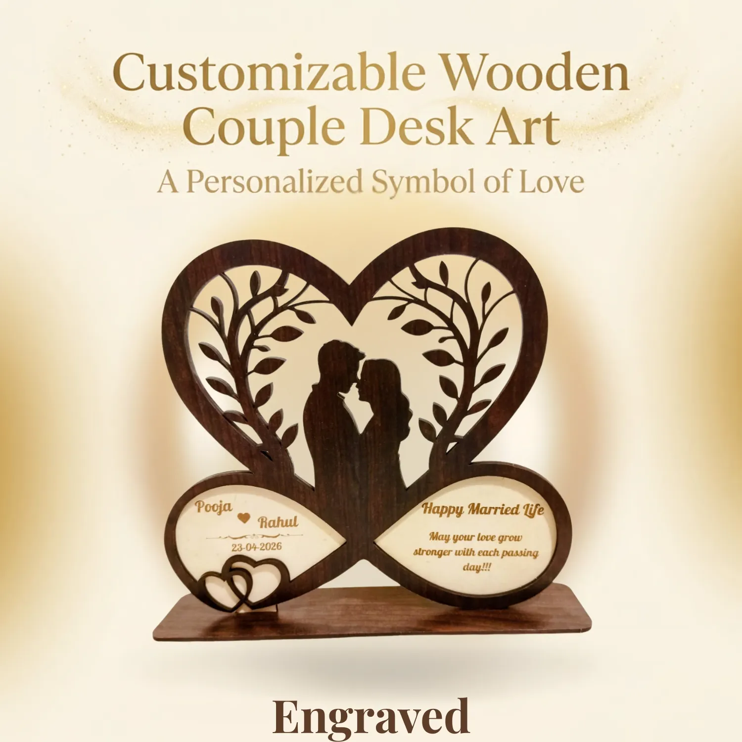 Personalized Infinite Love Wooden Desk Art