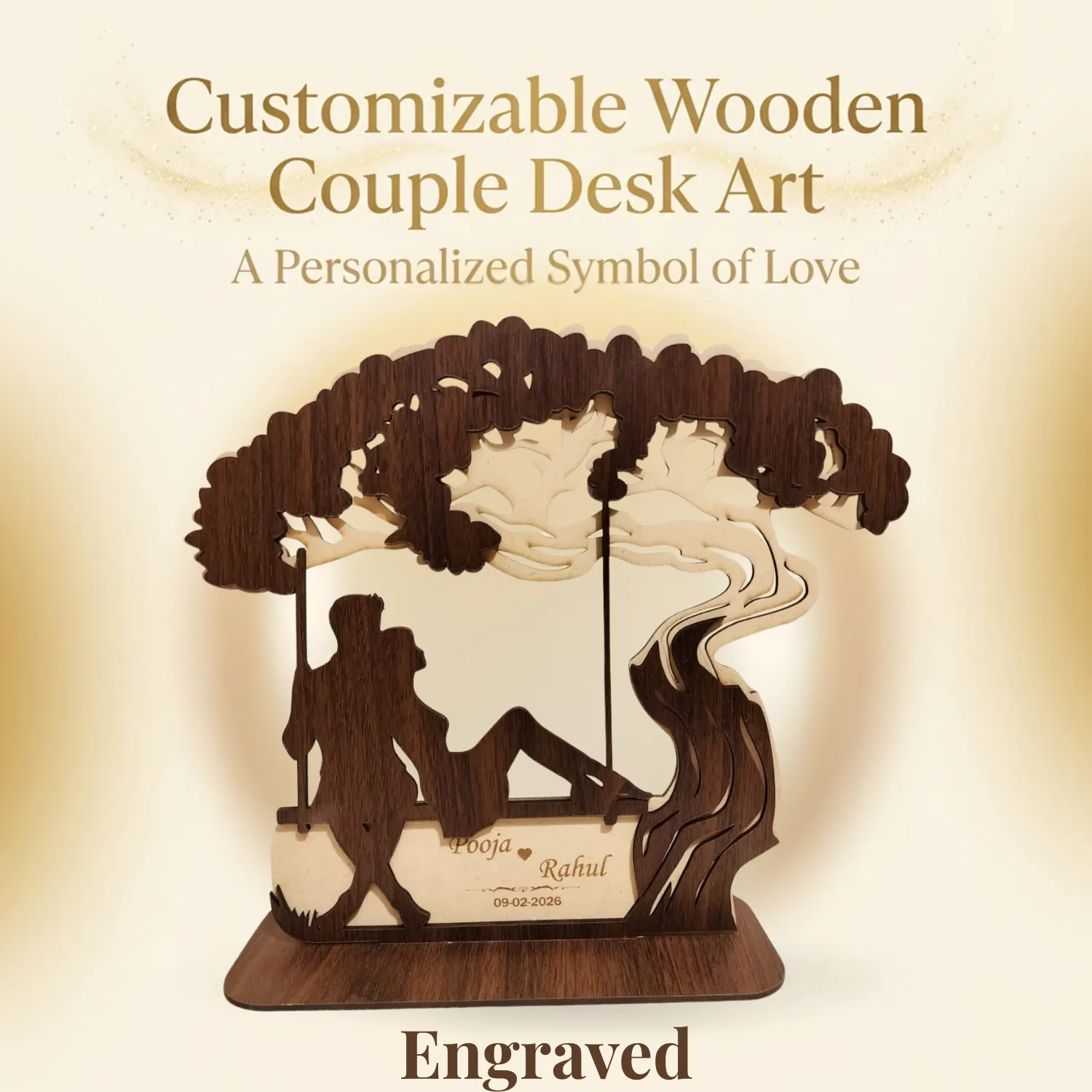Personalized Love Bond Wooden Desk Art