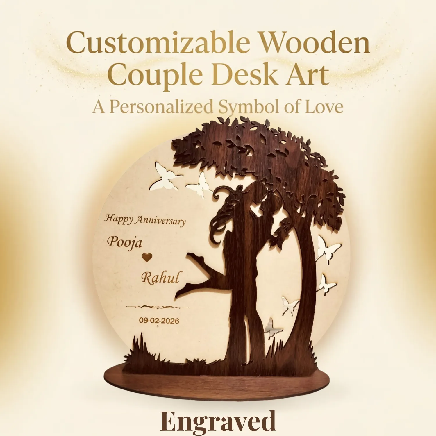 Personalized Love Nest Wooden Desk Art