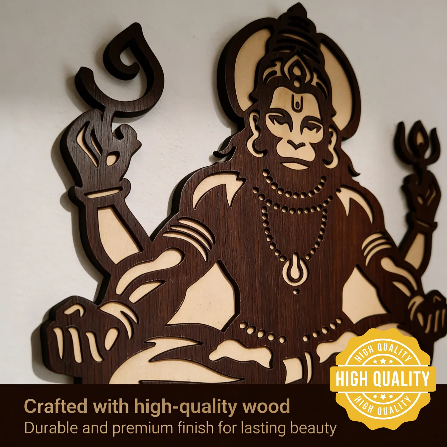 Woody Buddy Hanuman Ji Wooden Wall Art