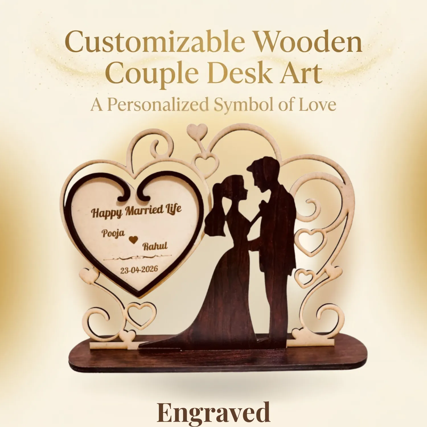 Personalized Love Promise Wooden Desk Art