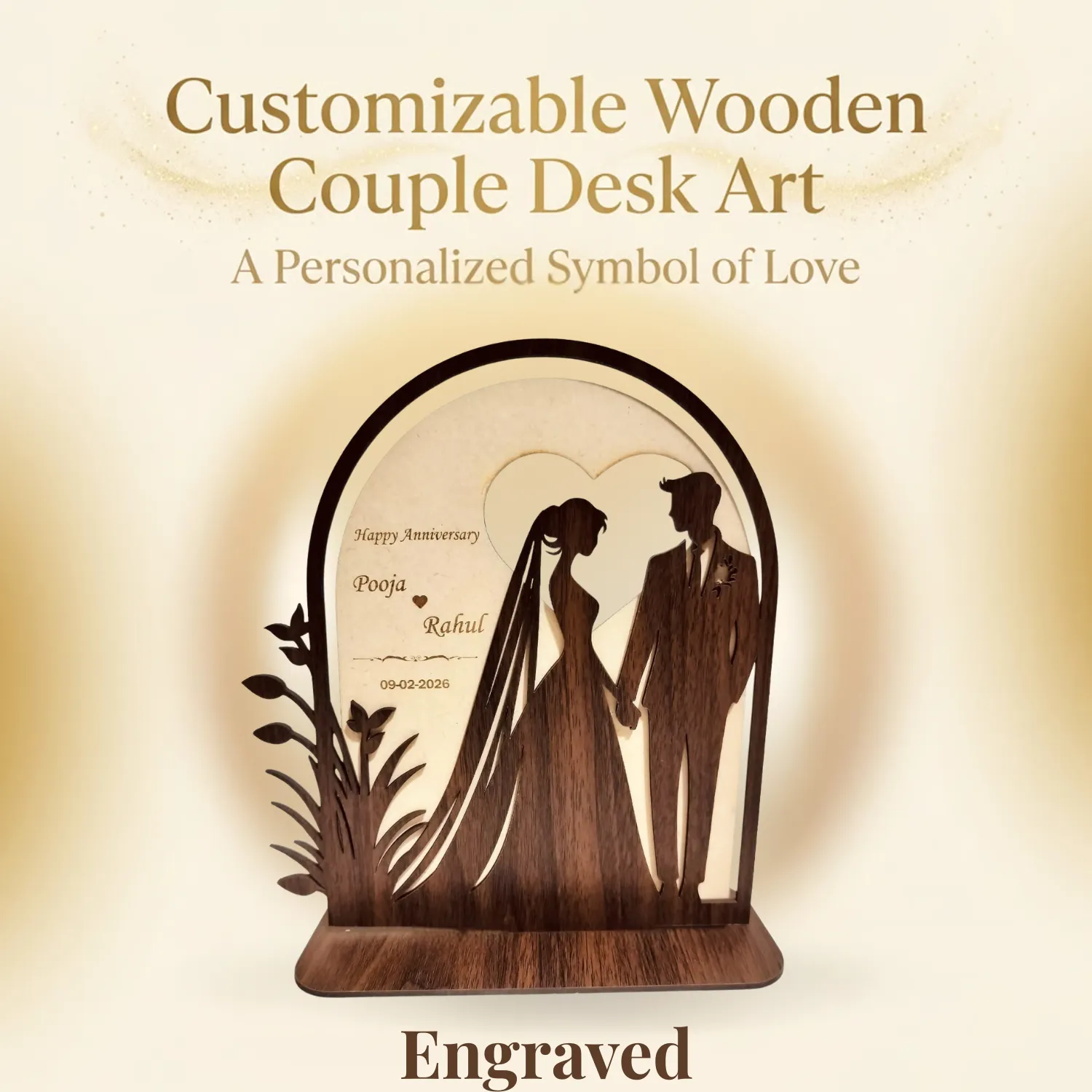 Personalized Ever Pair Wooden Desk Art