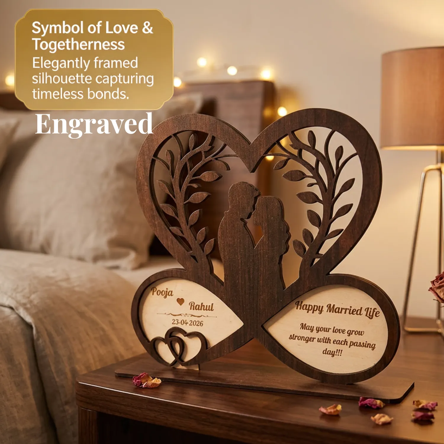 Personalized Infinite Love Wooden Desk Art