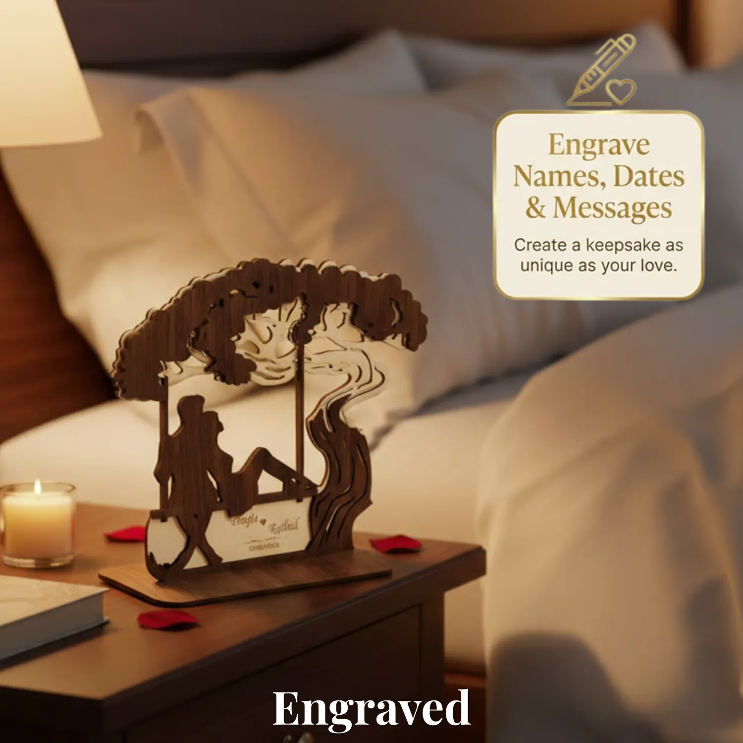 Personalized Love Bond Wooden Desk Art