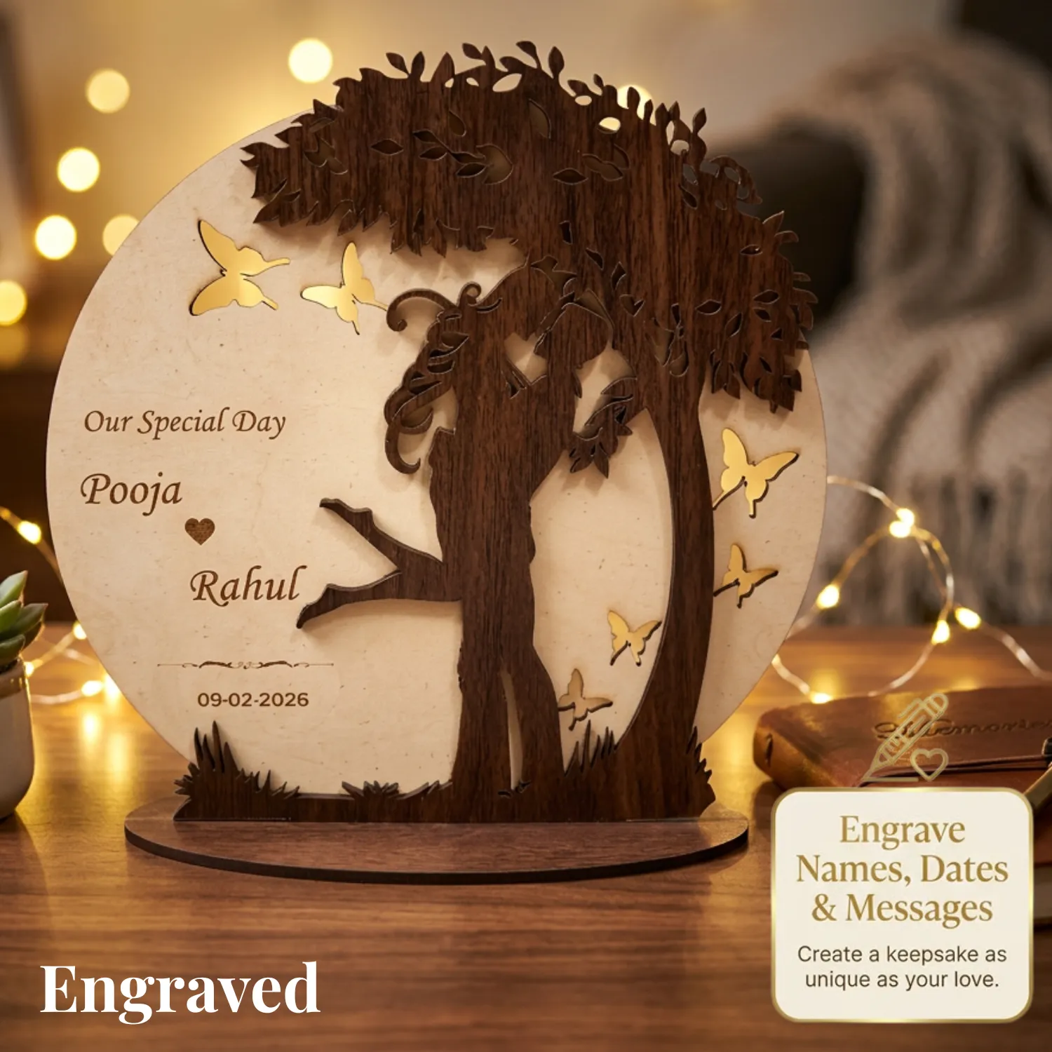 Personalized Love Nest Wooden Desk Art