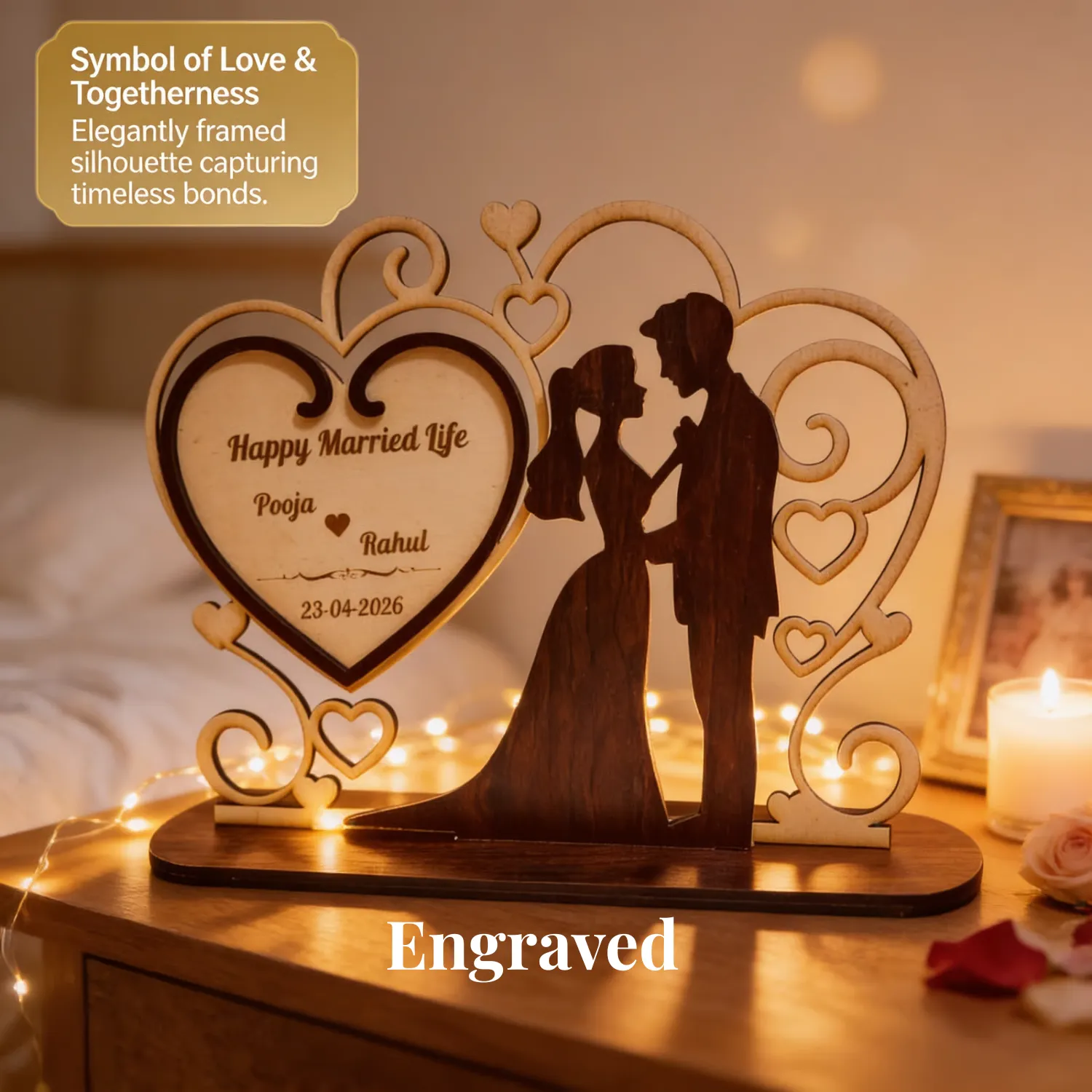 Personalized Love Promise Wooden Desk Art