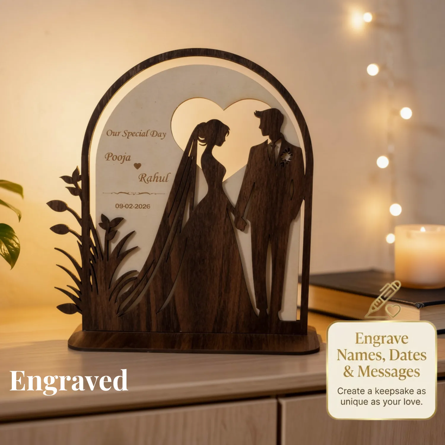Personalized Ever Pair Wooden Desk Art