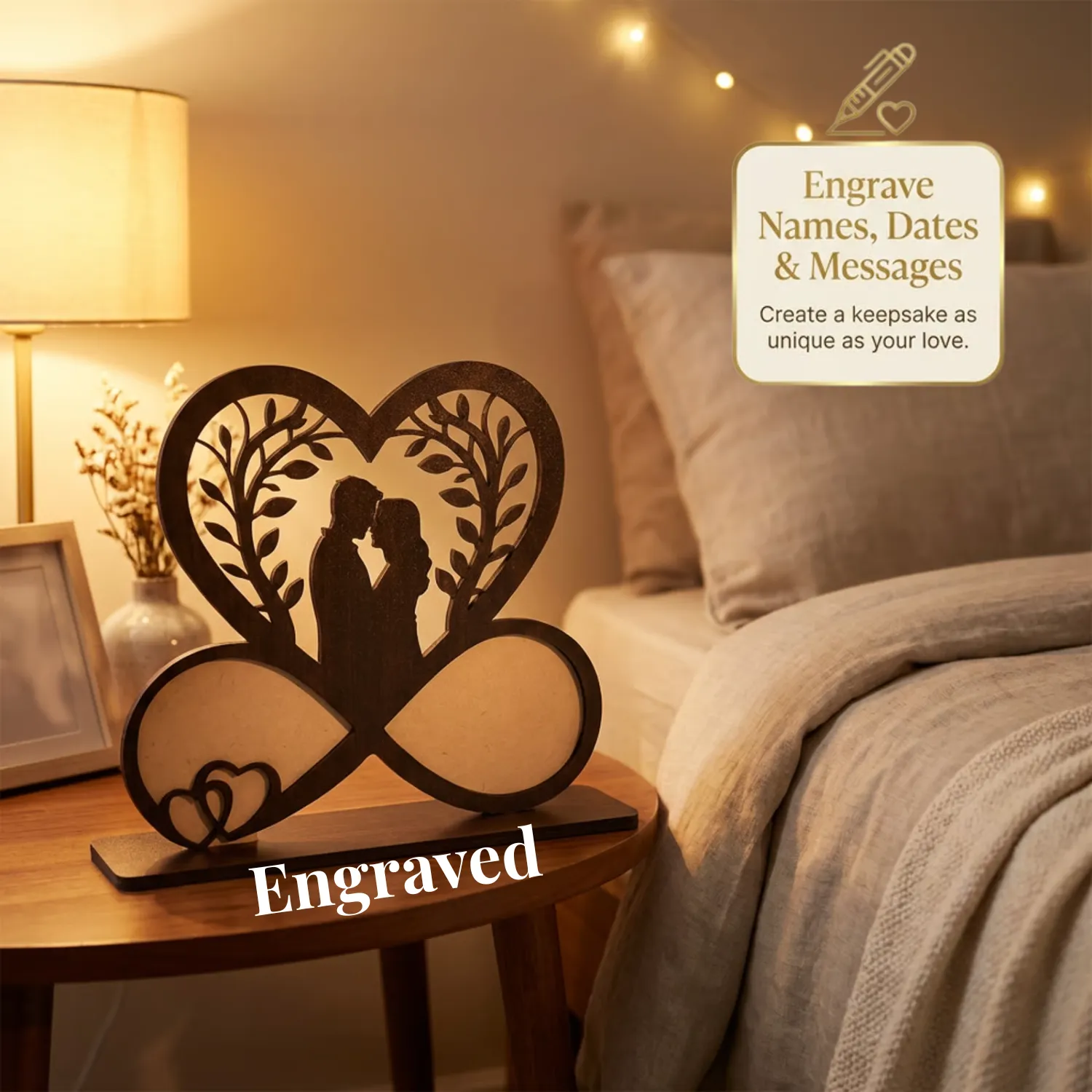 Personalized Infinite Love Wooden Desk Art