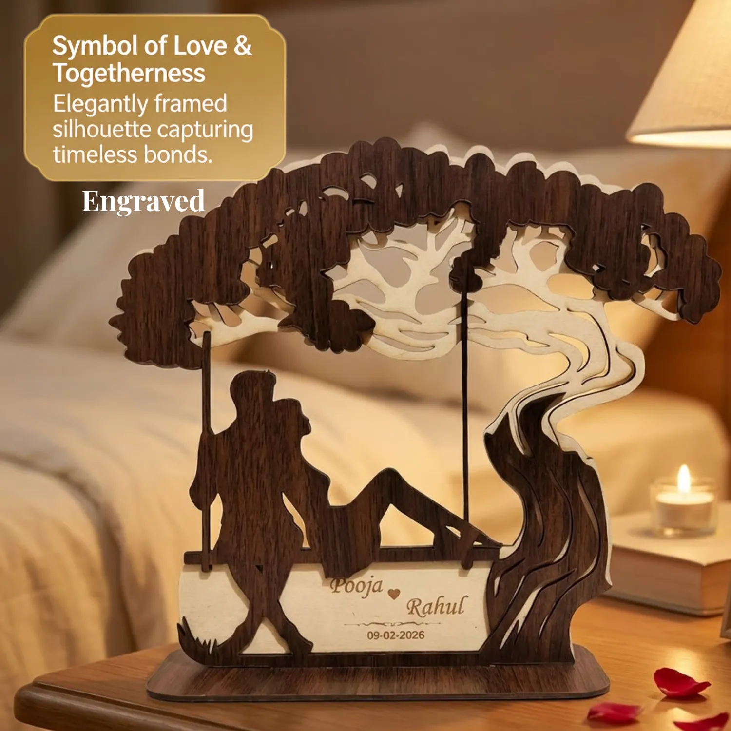 Personalized Love Bond Wooden Desk Art