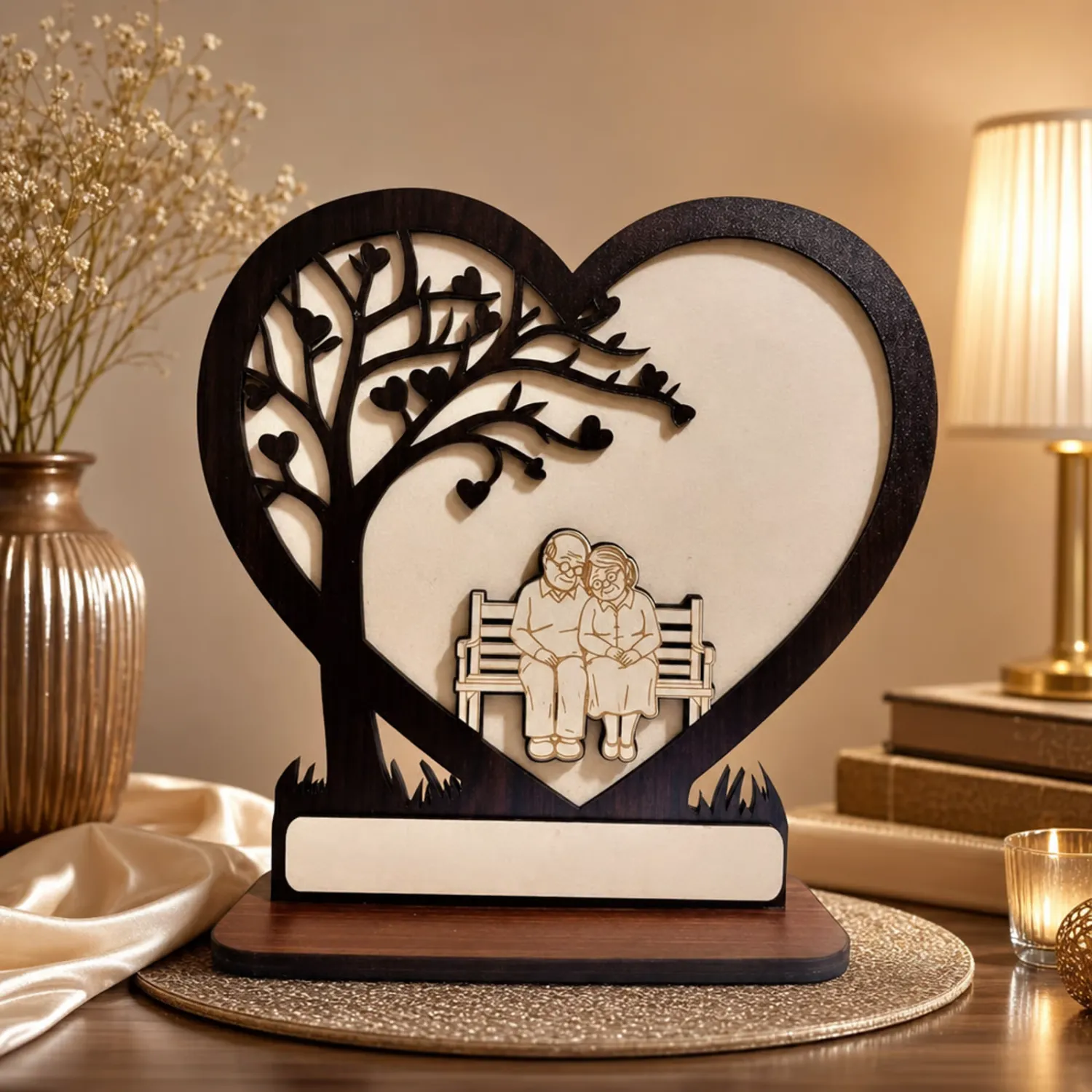 Personalized Timeless Love Wooden Desk Art