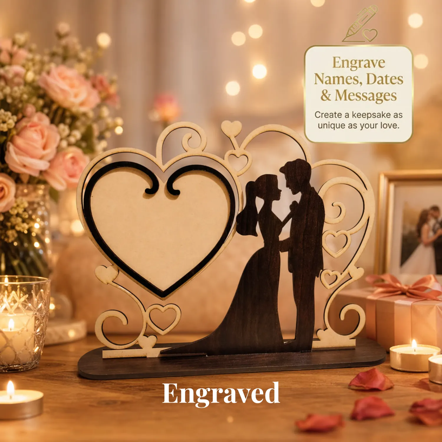 Personalized Love Promise Wooden Desk Art