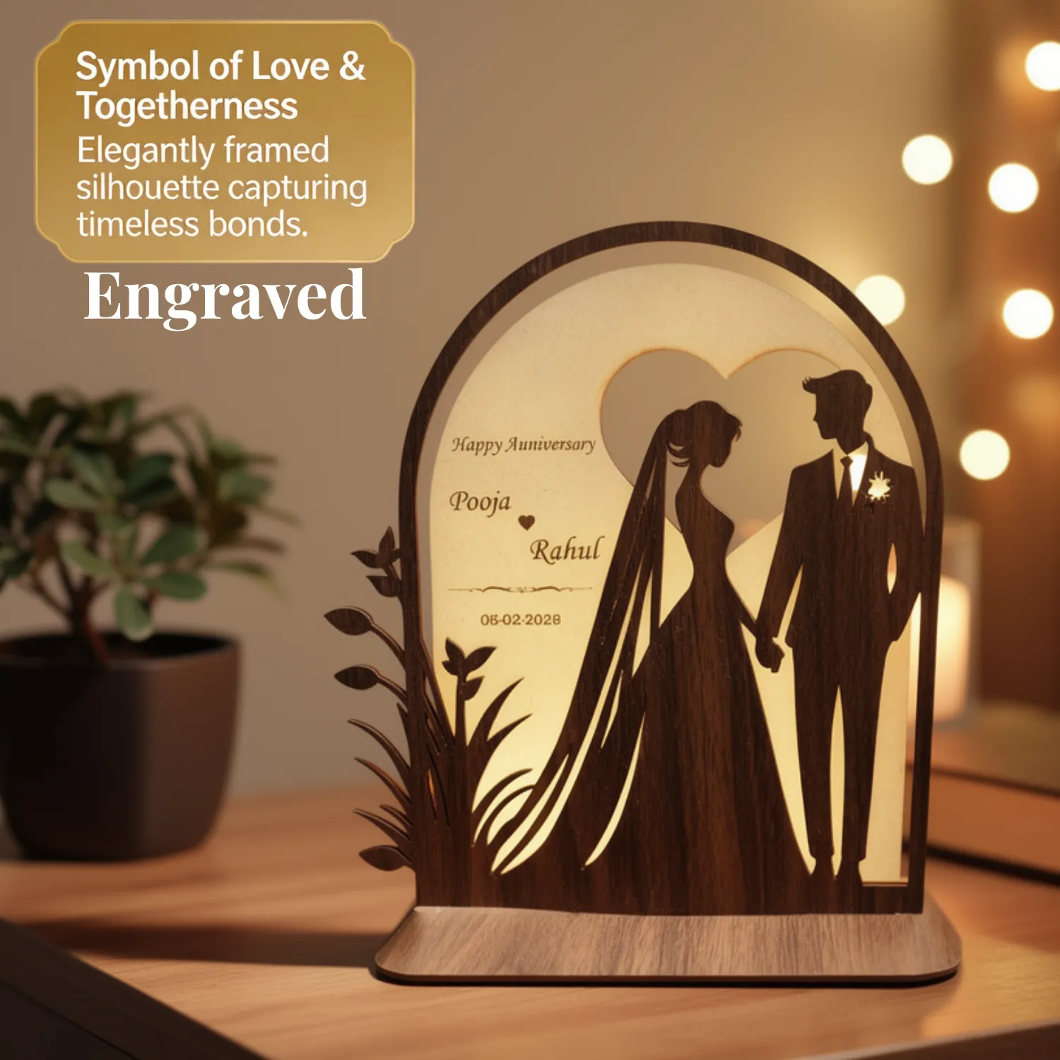 Personalized Ever Pair Wooden Desk Art