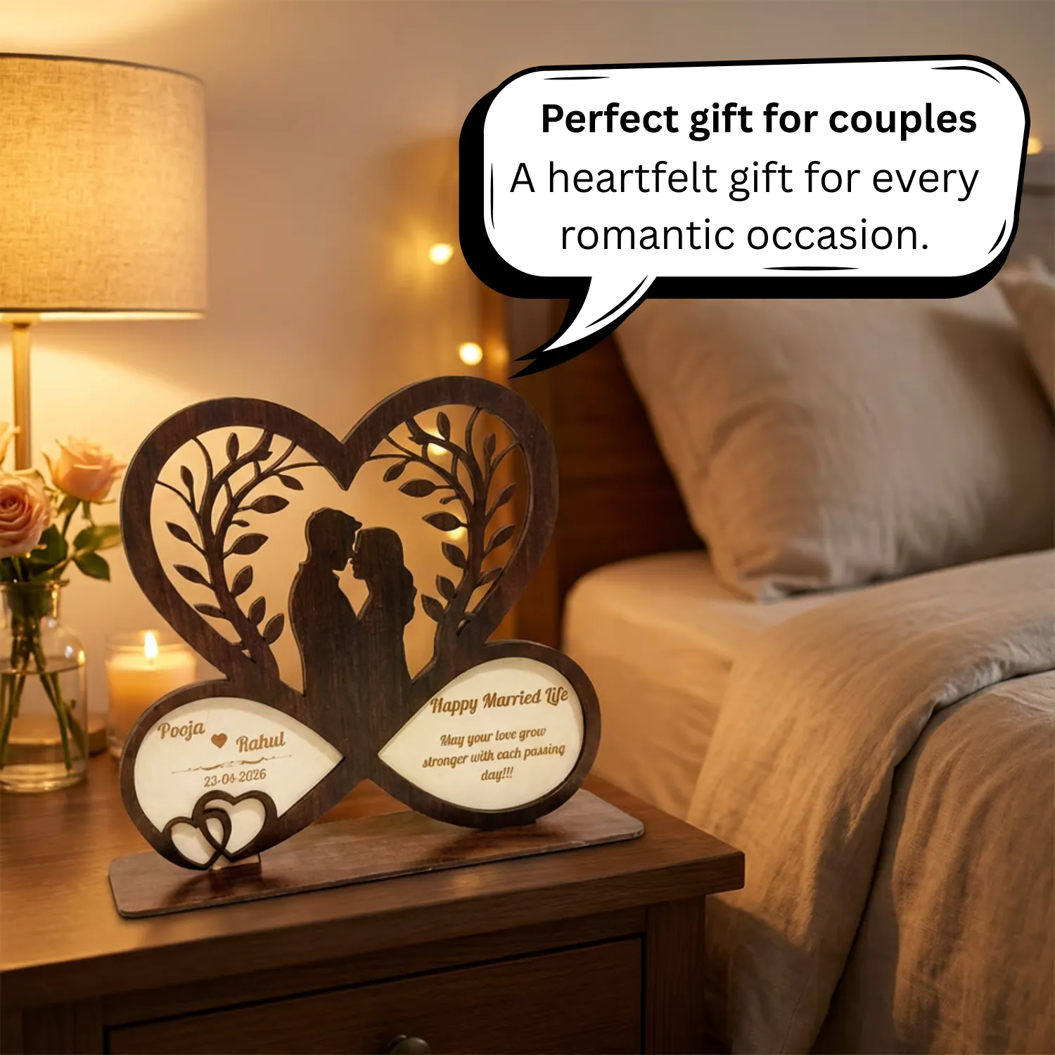 Personalized Infinite Love Wooden Desk Art
