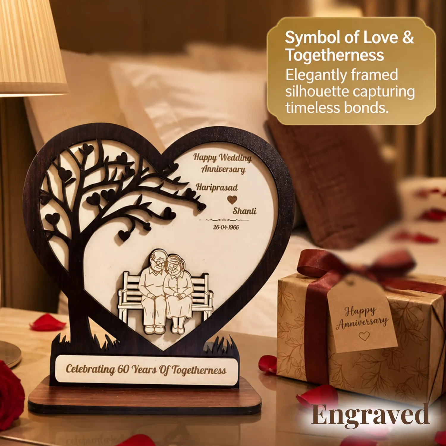 Personalized Timeless Love Wooden Desk Art