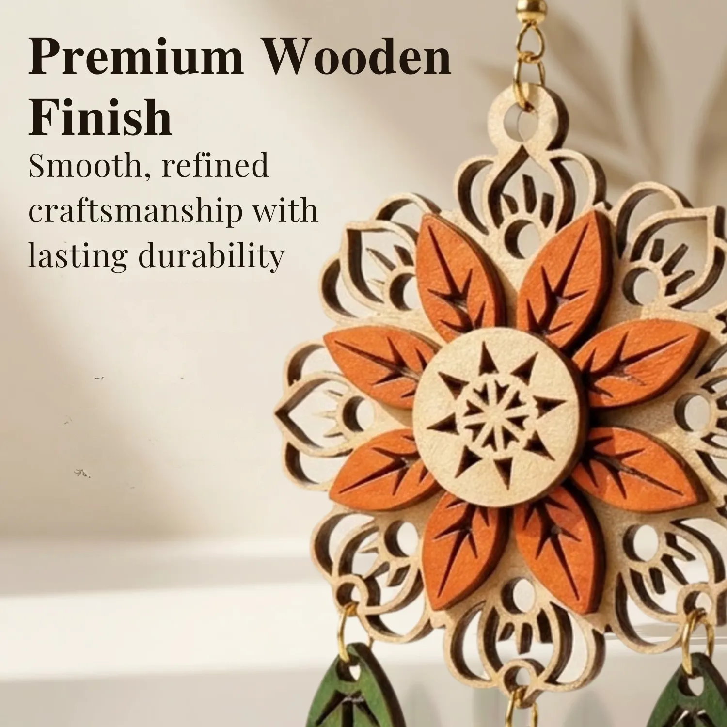 Wooden Floral Mandala Earrings for Women