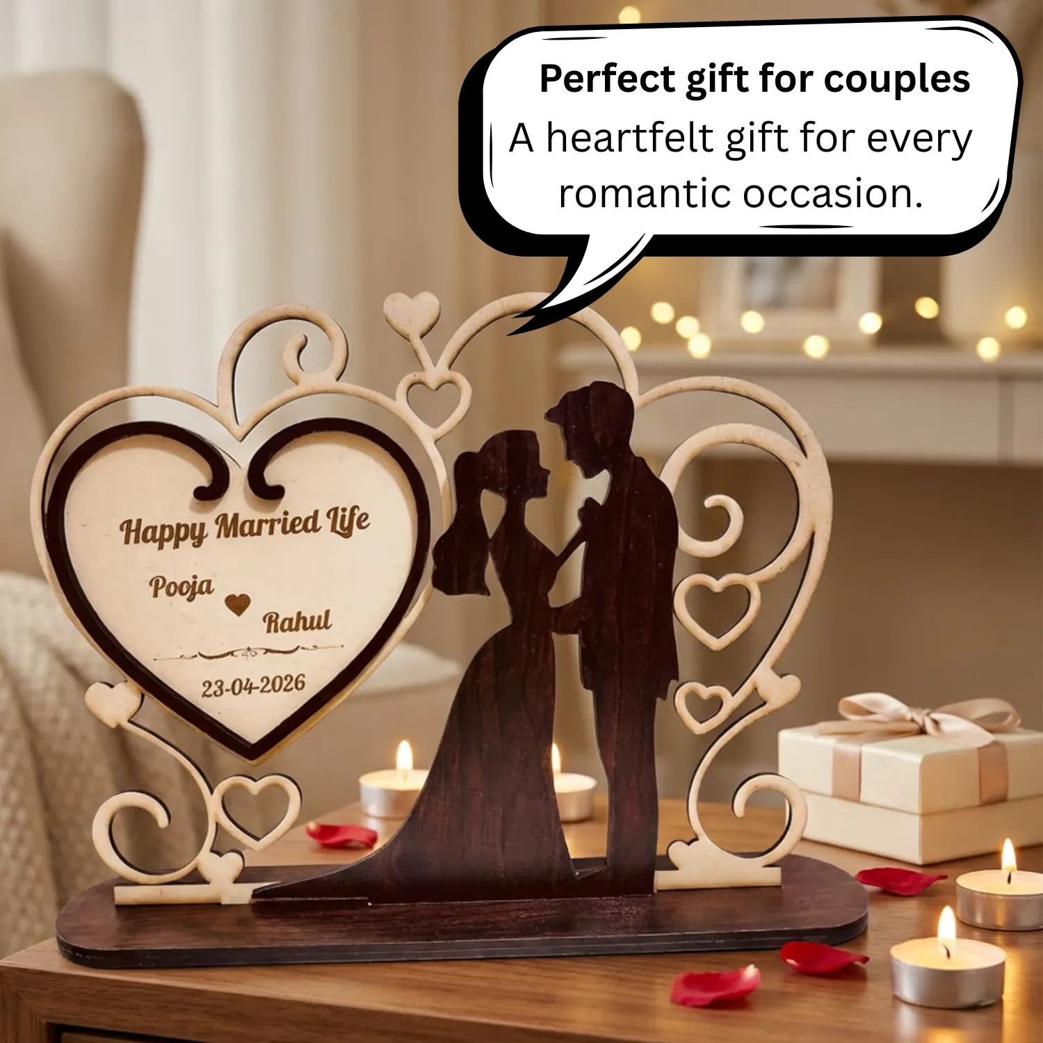 Personalized Love Promise Wooden Desk Art