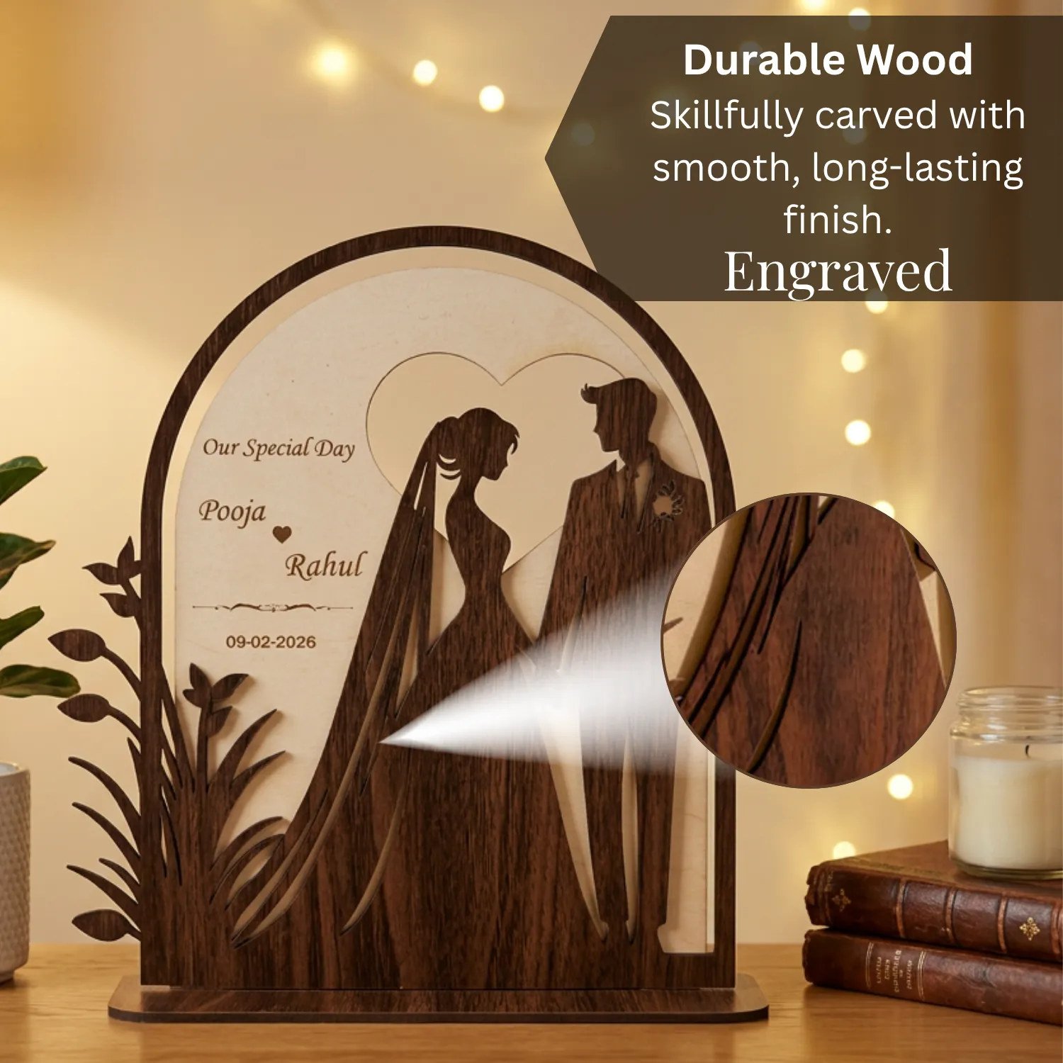Personalized Ever Pair Wooden Desk Art