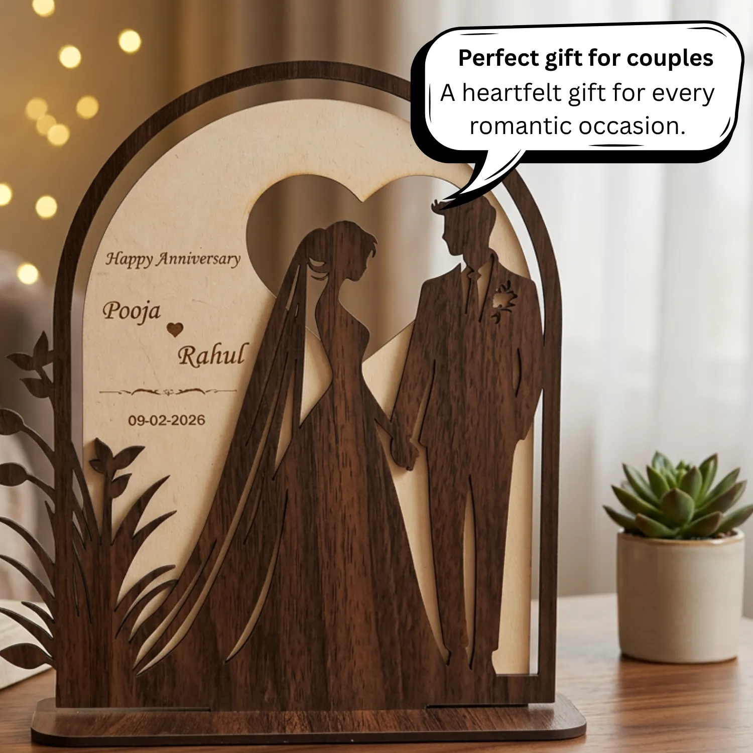 Personalized Ever Pair Wooden Desk Art
