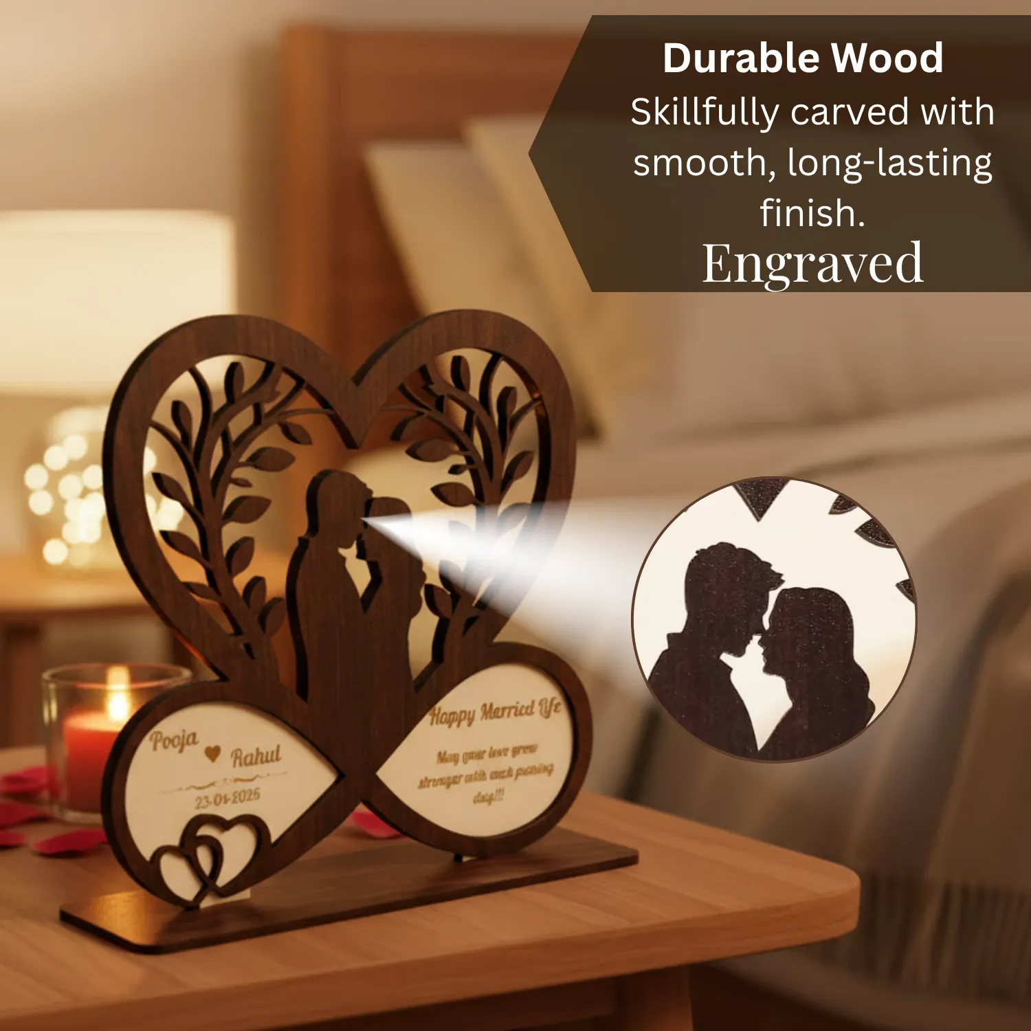 Personalized Infinite Love Wooden Desk Art