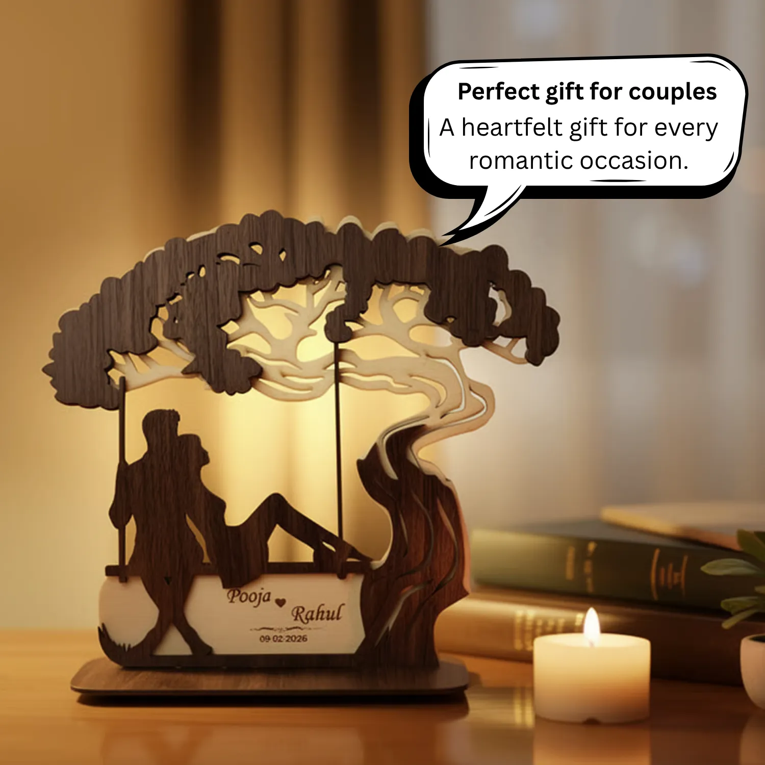 Personalized Love Bond Wooden Desk Art