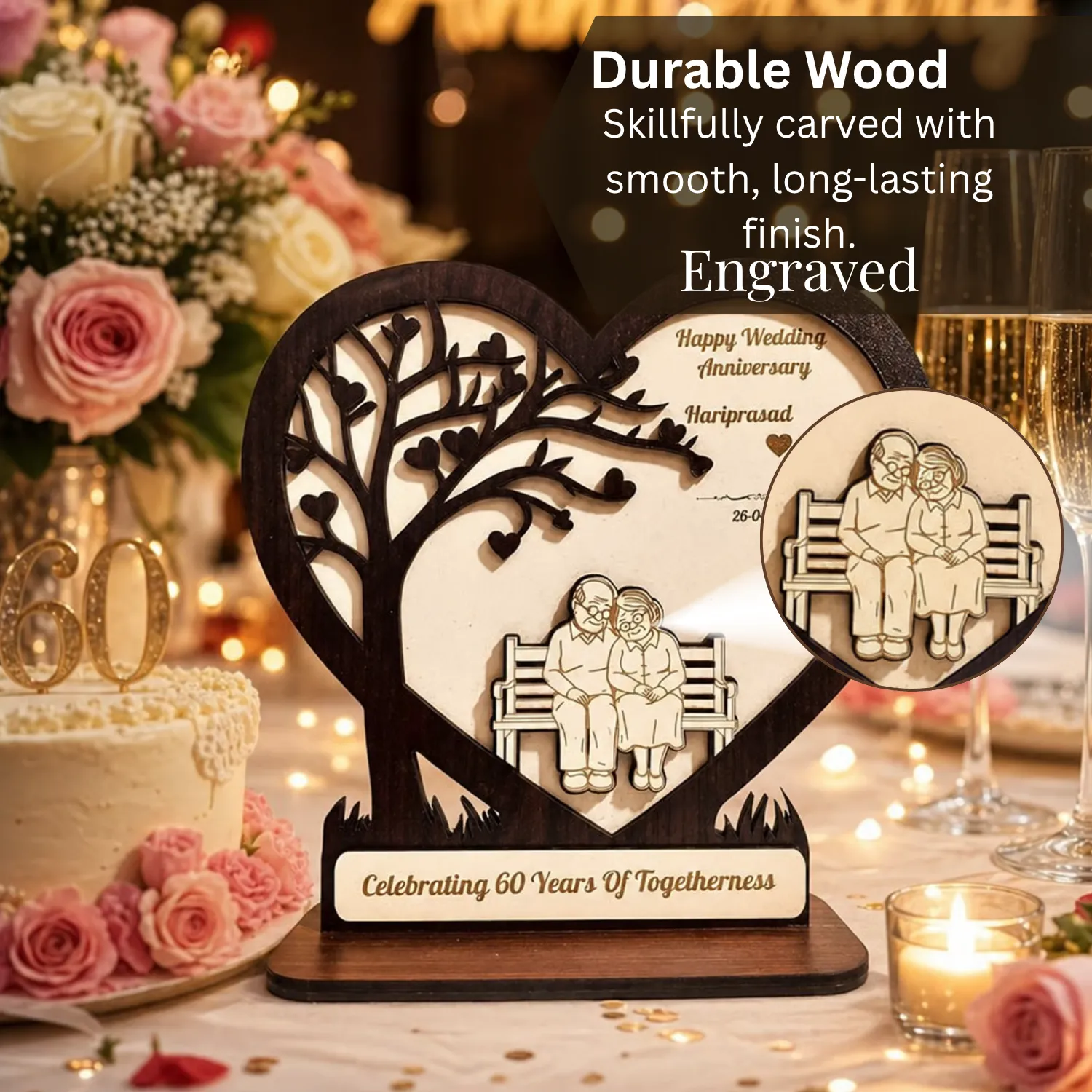 Personalized Timeless Love Wooden Desk Art