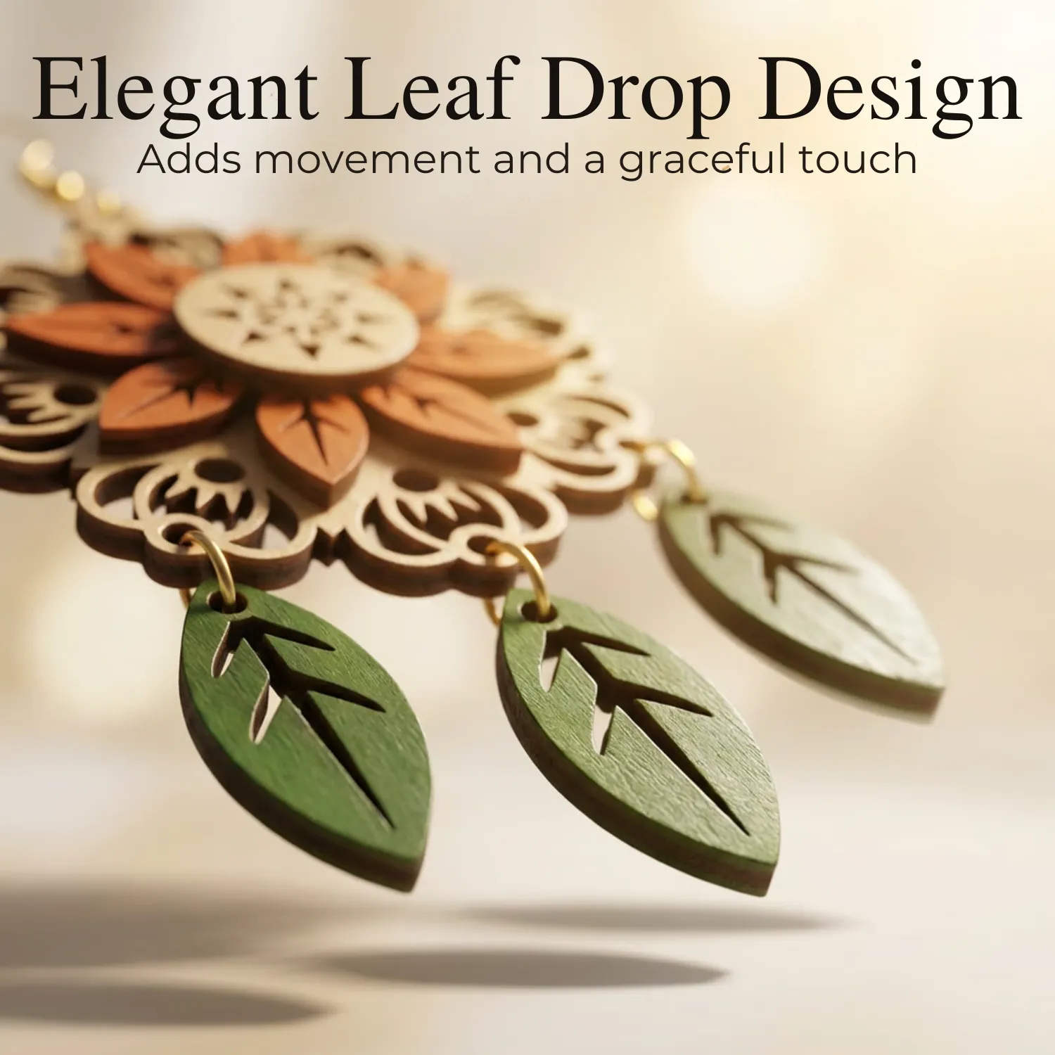 Wooden Floral Mandala Earrings for Women