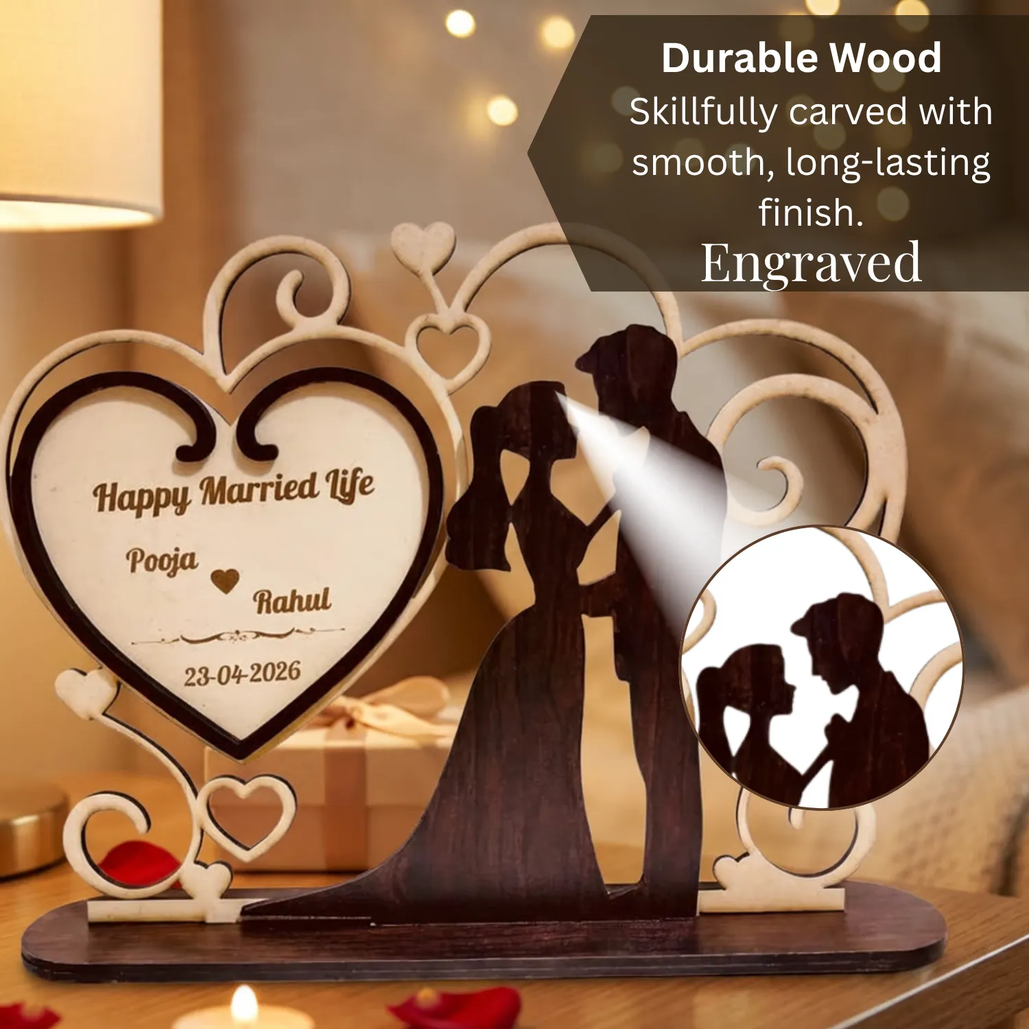 Personalized Love Promise Wooden Desk Art