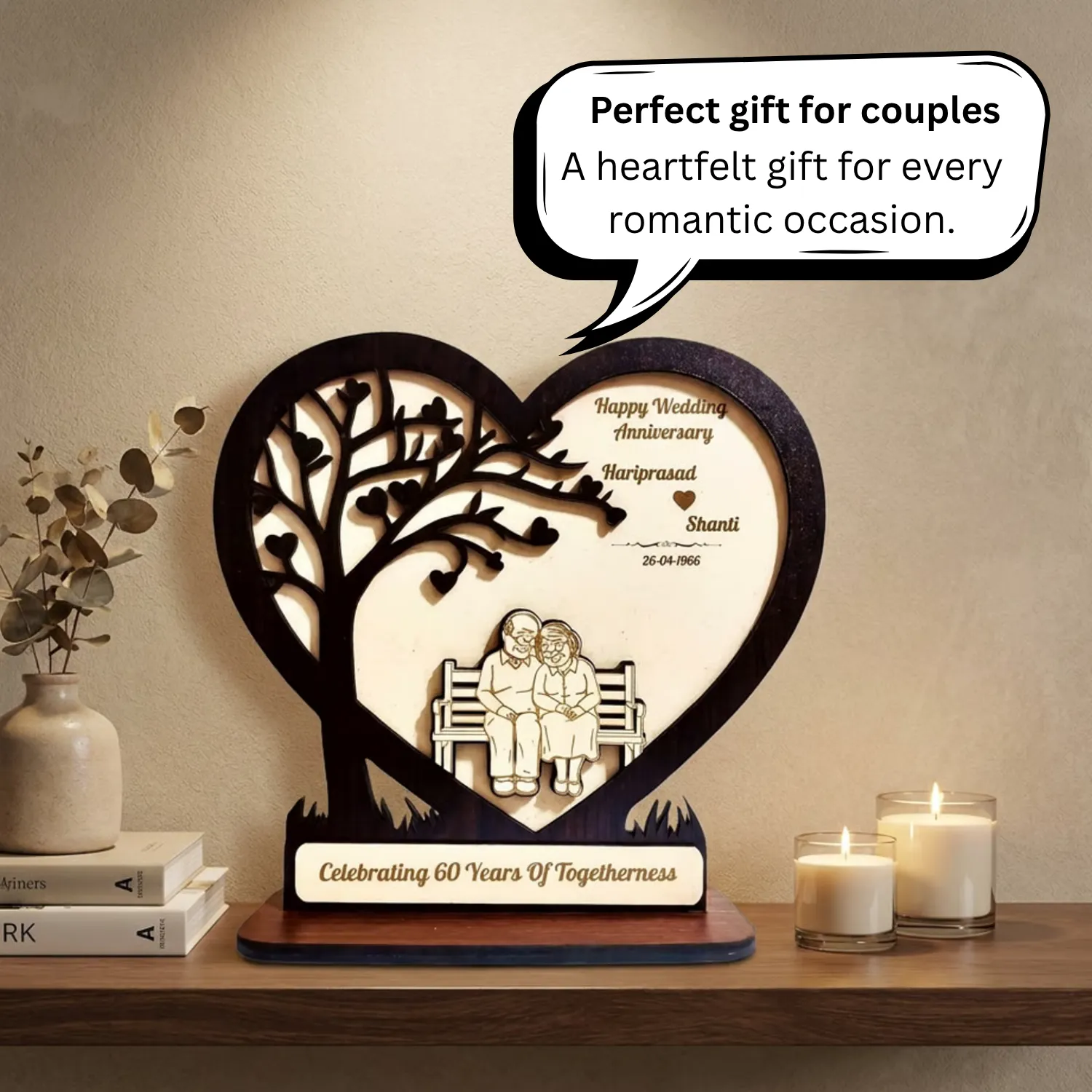 Personalized Timeless Love Wooden Desk Art